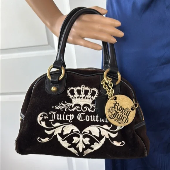 Juicy Couture ROYAL JUICY brown gold bowler bag purse Y2K - Picture 1 of 16